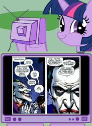 Size: 563x771 | Tagged: safe, derpibooru import, twilight sparkle, batman, dc comics, exploitable meme, meme, obligatory pony, the joker, tv meme, twiface