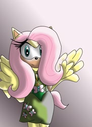 Size: 1700x2338 | Tagged: safe, artist:sammythedoodler, fluttershy, anthro, solo, sonic the hedgehog (series), sonicified, style emulation