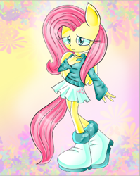 Size: 340x428 | Tagged: safe, artist:natik2004, fluttershy, anthro, plantigrade anthro, solo, sonic the hedgehog (series), sonicified, style emulation