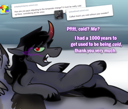 Size: 700x600 | Tagged: safe, artist:wiggles, derpibooru import, king sombra, pony, unicorn, ask, ask king sombra, cold, dialogue, solo, text, tumblr