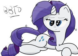 Size: 1024x736 | Tagged: safe, artist:bronybehindthedoor, rarity, pony, unicorn, cutie mark, digital art, draw me like one of your french girls, looking at you, on side, signature, solo