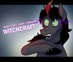 Size: 700x600 | Tagged: safe, artist:wiggles, derpibooru import, king sombra, pony, unicorn, ask, ask king sombra, fangs, gradient background, male, simple background, solo, sombra eyes, stallion, tumblr, witchcraft