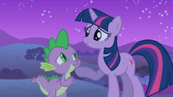 Size: 1054x592 | Tagged: safe, derpibooru import, screencap, spike, twilight sparkle, dragon, owl's well that ends well