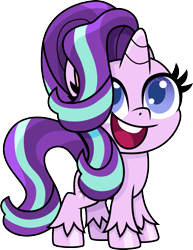 Size: 1155x1500 | Tagged: safe, artist:cloudyglow, starlight glimmer, pony, unicorn, my little pony: pony life, chibi, cute, female, glimmerbetes, hair flip, hair over one eye, mare, open mouth, simple background, solo, transparent background