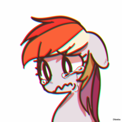 Size: 700x700 | Tagged: safe, artist:dilandau203, derpibooru import, rainbow dash, pegasus, pony, bust, chromatic aberration, crying, female, floppy ears, mare, portrait, sad, simple background, solo, wavy mouth, white background