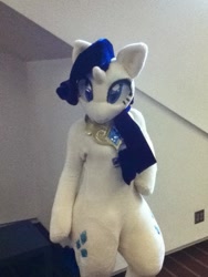 Size: 628x837 | Tagged: safe, rarity, clothes, cosplay, costume, fursuit, irl, photo, solo