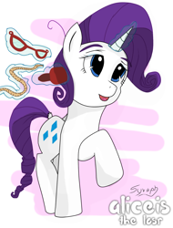 Size: 1106x1454 | Tagged: safe, artist:syruph, rarity, pony, unicorn, glasses, measuring tape, solo