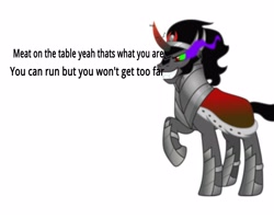 Size: 5000x4000 | Tagged: safe, derpibooru import, king sombra, pony, unicorn, absurd resolution, meat on the table, ryback, solo, song reference, text, wwe