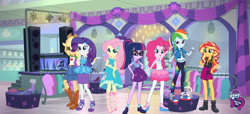 Size: 1920x878 | Tagged: safe, applejack, fluttershy, pinkie pie, rainbow dash, rarity, sci-twi, sunset shimmer, twilight sparkle, better together, equestria girls, converse, geode of empathy, geode of fauna, geode of shielding, geode of sugar bombs, geode of super speed, geode of super strength, geode of telekinesis, humane five, humane seven, humane six, magical geodes, shoes