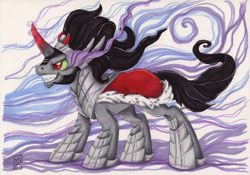 Size: 1024x717 | Tagged: safe, artist:kattvalk, derpibooru import, king sombra, pony, unicorn, marker drawing, solo, traditional art