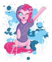 Size: 1528x1840 | Tagged: safe, artist:freyiejj, pinkie pie, earth pony, pony, clothes, hoodie, solo