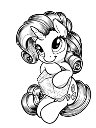 Size: 1200x1600 | Tagged: safe, artist:viwrastupr, part of a set, rarity, pony, unicorn, grayscale, monochrome, smiling, solo