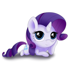 Size: 1024x1024 | Tagged: safe, artist:redquoz, rarity, pony, unicorn, chibi, cute, raribetes, shadow, simple background, smol, solo