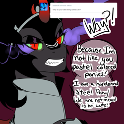 Size: 1000x1000 | Tagged: safe, derpibooru import, king sombra, queen umbra, pony, unicorn, askmaresombra, rule 63, solo, tsundere, tumblr