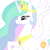 Size: 540x540 | Tagged: safe, artist:kokona, princess celestia, alicorn, pony, crown, female, horn, mare, multicolored mane, multicolored tail, solo, white coat, white wings, wings