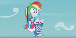 Size: 850x431 | Tagged: safe, derpibooru import, screencap, rainbow dash, equestria girls, friendship games, pinkie spy (short), solo