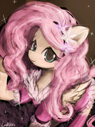 Size: 1440x1920 | Tagged: safe, artist:lumineko, fluttershy, pegasus, pony, 30 minute art challenge, clothes, pixiv, solo