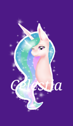 Size: 750x1280 | Tagged: safe, artist:161141, princess celestia, alicorn, pony, bust, portrait, simple background, solo, wink