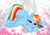 Size: 3465x2454 | Tagged: safe, artist:rioshi, artist:sparkling_light, artist:starshade, derpibooru import, rainbow dash, pegasus, pony, ass up, bed, bedroom eyes, blushing, cute, cutie mark, dashabetes, female, flower petals, looking at you, mare, solo, that bed with petals ych, wing fluff, wings, ych result
