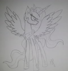 Size: 2872x2988 | Tagged: safe, artist:vegas-liights, princess celestia, alicorn, pony, monochrome, solo, traditional art