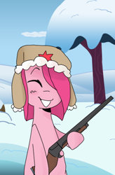 Size: 336x512 | Tagged: safe, artist:meowing-ghost, pinkie pie, earth pony, pony, gun, pinkamena diane pie, snow, soviet