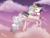 Size: 4000x3000 | Tagged: safe, artist:kurochhi, princess celestia, alicorn, pony, absurd resolution, cloud, flying, moon, solo, twilight (astronomy)