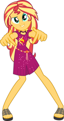 Size: 3922x7379 | Tagged: safe, artist:digimonlover101, artist:sugar-loop, sunset shimmer, better together, equestria girls, i'm on a yacht, cutie mark on clothes, dancing, feet, female, geode of empathy, looking at you, magical geodes, sandals, simple background, smiling, solo, swag, transparent background, vector