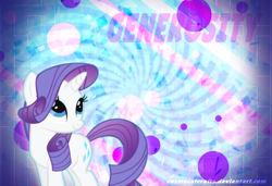 Size: 1024x702 | Tagged: safe, artist:cosmocatcrafts, rarity, pony, unicorn, bubble, generosity, signature, vector, wallpaper