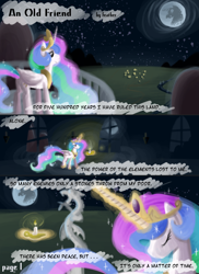 Size: 800x1100 | Tagged: safe, artist:feather, discord, princess celestia, alicorn, pony, an old friend, comic, mare in the moon, moon, princess