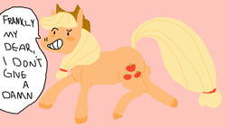 Size: 1024x576 | Tagged: safe, artist:gabbish, applejack, earth pony, pony, gone with the wind, movie quote, solo
