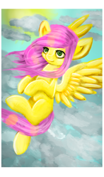 Size: 1000x1700 | Tagged: safe, artist:anuhanele, fluttershy, pegasus, pony, female, mare, pink mane, solo, yellow coat