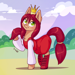 Size: 1920x1920 | Tagged: safe, artist:dsp2003, earth pony, pony, 2018, blushing, chest fluff, clothes, crown, ear fluff, female, helen the beautiful, jewelry, mare, ponified, princess, regalia, russian animation