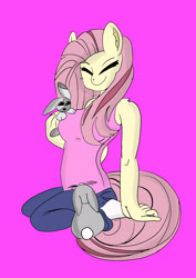 Size: 1654x2338 | Tagged: safe, artist:platy, fluttershy, anthro, rabbit, happy, smiling