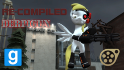 Size: 1280x720 | Tagged: safe, artist:optimus97, derpy hooves, cyborg, pony, 3d, anti-hero, anti-heroine, confident, cybernetic organism, derpigun, elements of insanity, flight, gmod, gun protrusion, solo, source filmmaker, tomboy, wild card