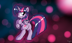 Size: 1980x1200 | Tagged: safe, artist:starorca, derpibooru import, twilight sparkle, twilight sparkle (alicorn), alicorn, pony, female, looking back, mare, plot, rearing, smiling, solo, underhoof, wallpaper