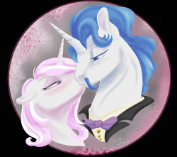 Size: 3178x2803 | Tagged: safe, artist:firimil, derpibooru import, fancypants, fleur-de-lis, pony, unicorn, clothes, fancyfleur, female, kissing, male, mare, shipping, stallion, straight, tuxedo