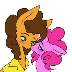 Size: 400x400 | Tagged: safe, artist:edlynette, cheese sandwich, pinkie pie, earth pony, pony, blushing, cheesepie, female, male, shipping, straight