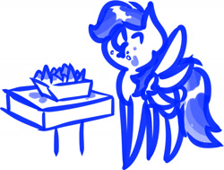 Size: 1396x1054 | Tagged: safe, artist:krucification, derpibooru import, rainbow dash, pegasus, pony, blue, chibi, chips, drawthread, food, mane six, messy, monochrome, nachos, requested art, solo, table