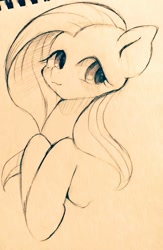 Size: 666x1024 | Tagged: safe, artist:ayahana, fluttershy, pegasus, pony, monochrome, solo, traditional art