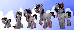 Size: 4234x1726 | Tagged: safe, artist:wolframclaws, derpibooru import, king sombra, pony, unicorn, age progression, angry, colt, male, stallion, teenager, younger