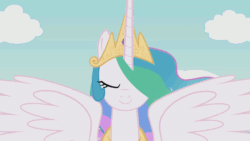 Size: 800x450 | Tagged: safe, artist:agrol, princess celestia, alicorn, pony, animated, cute, cutelestia, hair over one eye, in your dream, smiling, solo, youtube link