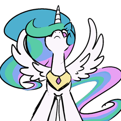 Size: 800x800 | Tagged: safe, artist:reuniclus, princess celestia, alicorn, pony, female, horn, mare, solo, spread wings