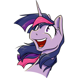 Size: 2000x2000 | Tagged: safe, artist:geomancing, derpibooru import, twilight sparkle, bust, looking up, open mouth, simple background, smiling, solo, transparent background, windswept mane