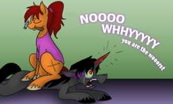 Size: 500x300 | Tagged: safe, artist:wiggles, derpibooru import, king sombra, oc, pony, unicorn, ask, ask king sombra, hammer, tumblr