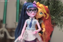 Size: 6000x4000 | Tagged: safe, artist:artofmagicpoland, sci-twi, sunset shimmer, twilight sparkle, better together, equestria girls, cute, doll, female, hug, lesbian, reboot series, scitwishimmer, shimmerbetes, shipping, sunsetsparkle, toy