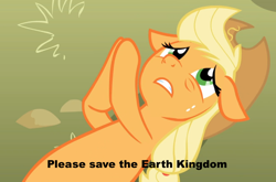 Size: 944x623 | Tagged: safe, applejack, earth pony, pony, applepray, avatar the last airbender, blonde mane, female, mare, orange coat, solo