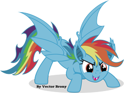 Size: 5680x4301 | Tagged: safe, artist:vector-brony, derpibooru import, rainbow dash, bat pony, pony, absurd resolution, bat ponified, face down ass up, fangs, open mouth, race swap, rainbowbat, simple background, smirk, solo, spread wings, transparent background, vector