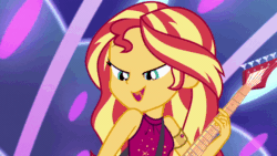 Size: 800x451 | Tagged: safe, screencap, sunset shimmer, equestria girls, equestria girls series, spring breakdown, spoiler:eqg series (season 2), all good (song), animated, armlet, context is for the weak, electric guitar, female, gif, guitar, invisible stallion, lidded eyes, musical instrument, one eye closed, singing, sleeveless, solo, wink