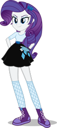 Size: 1024x2307 | Tagged: safe, artist:steampunksalutation, rarity, equestria girls, alternate costumes, clothes, commission, converse, fingerless gloves, fishnet stockings, gloves, shoes, skirt, smug, sneakers, solo, stockings