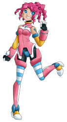 Size: 897x1634 | Tagged: safe, artist:zeromidnight, pinkie pie, human, crossover, humanized, megaman, megaman zero, solo